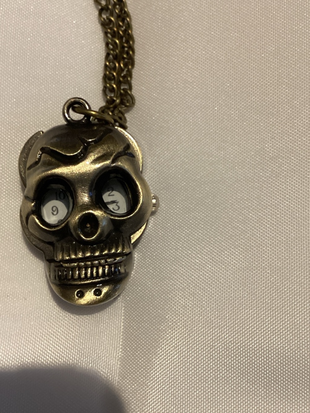 Bronze Skull Pendant Watch Necklace - Men's Accessory